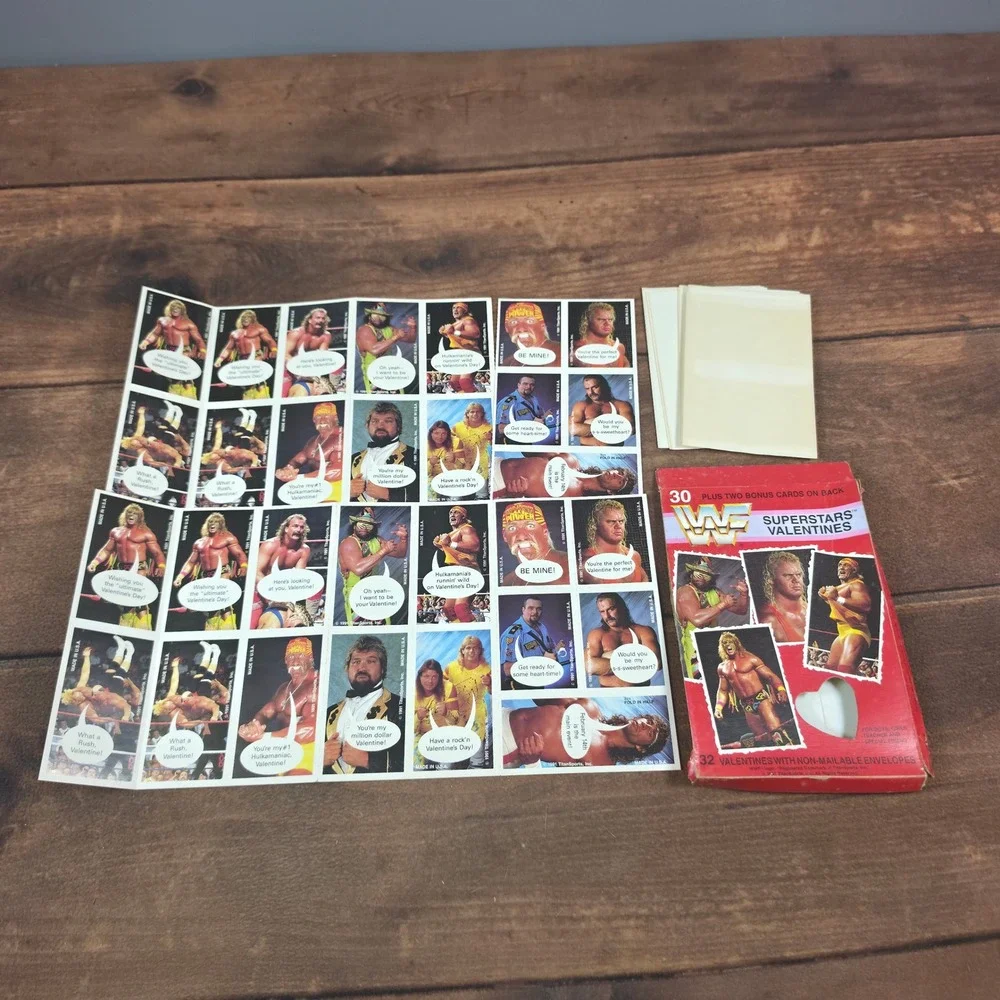 WWF Superstars Valentines Kids OS Red Good 1991 Hulk Hogan Macho Man Retro